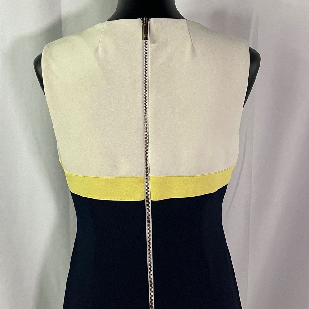Tommy Hilfiger Navy Yellow & Beige Color Block Sleeveless Sheath Dress - Picture 10 of 16